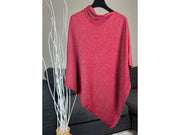 Handmade Cashmere Blend Poncho  ... A luxury gift for ladies of all ages. -  Red colour/ SEAM on side
