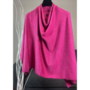 Handmade Cashmere Blend Poncho  ... A luxury gift for ladies of all ages. -  Fuchsia colour/ SEAM on side