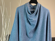 Handmade Cashmere Blend Poncho  ... A luxury gift for ladies of all ages. -  Denim colour/ SEAM on side